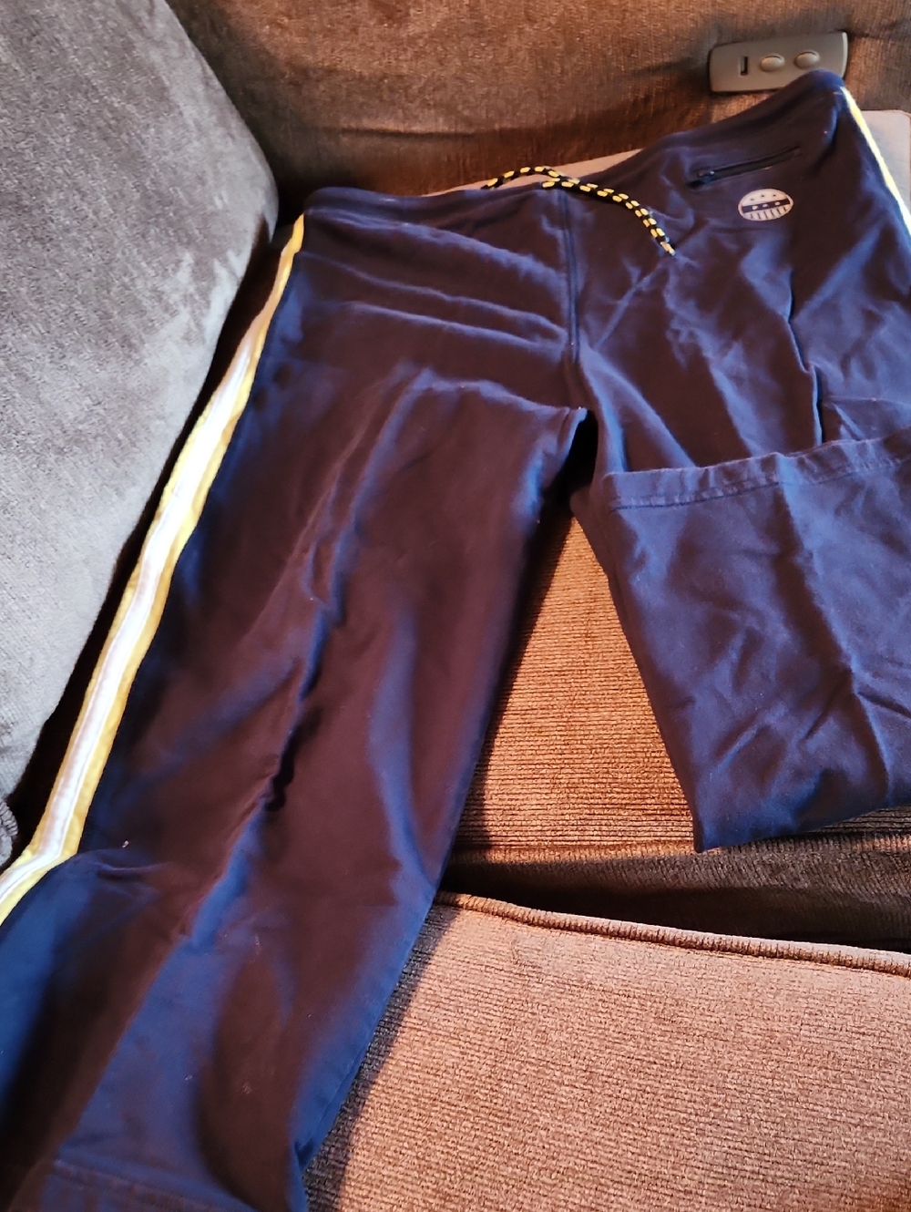 Arizona Jean Company Navy Joggers with Yellow Side Stripe